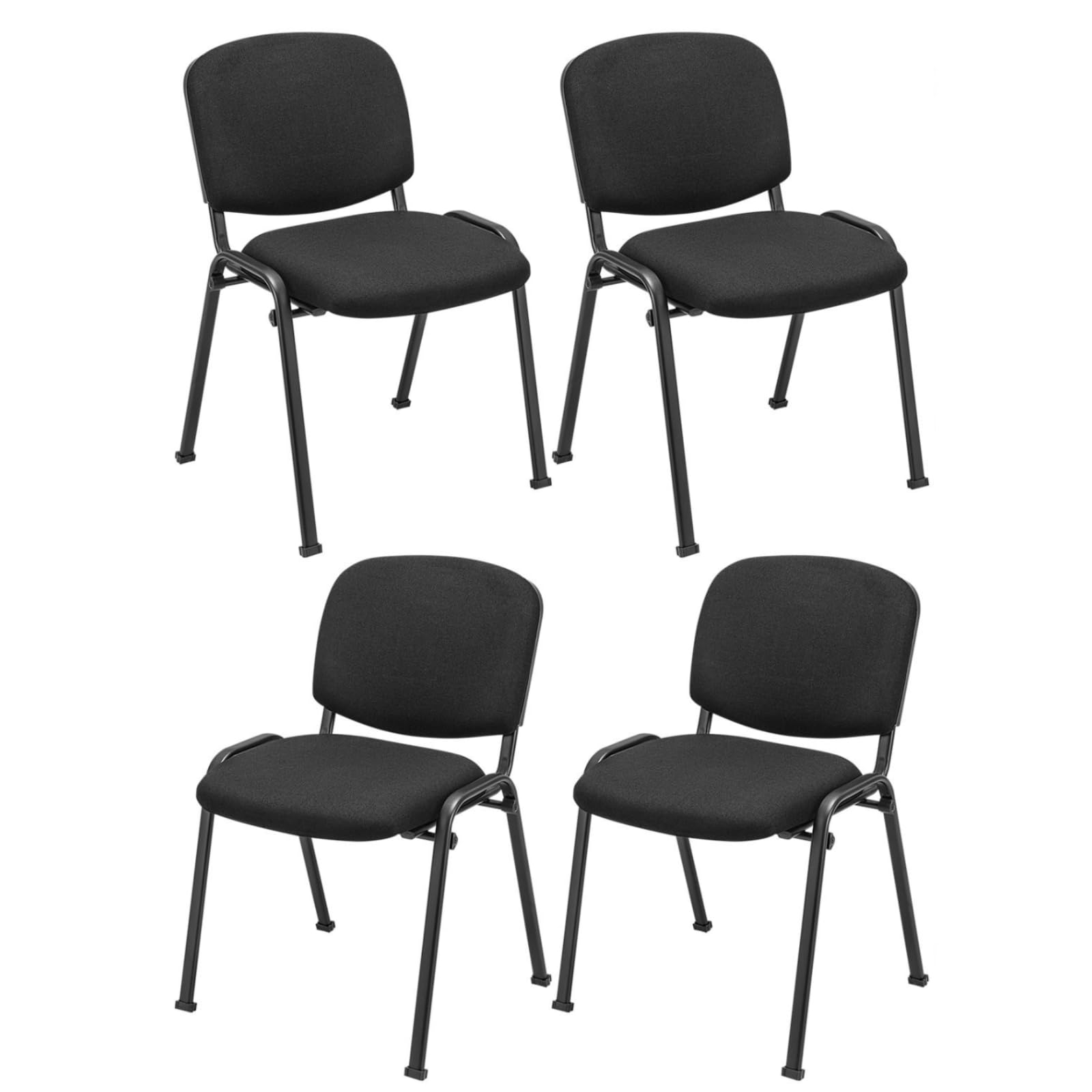 CASART Stackable Reception Chairs, Heavy Duty Meeting Office Chairs with Backrest, Metal Frame Guest Chairs for Home Waiting Room Conference Room Office (4PCS)