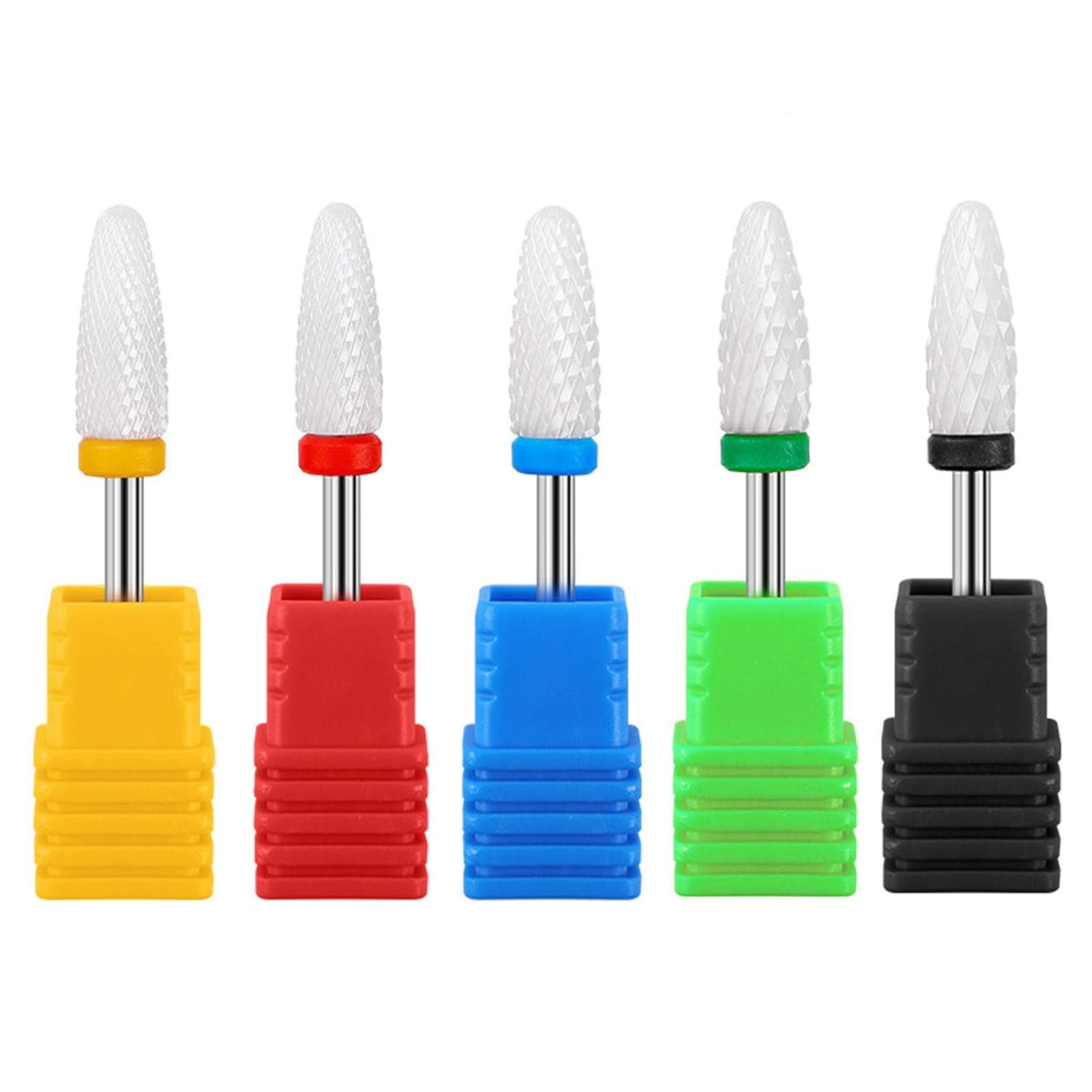 MEISO 5 Pezzi Punte Fresa Unghie, Punta da Trapano per Unghie, Rimozione Cuticola, Punte Fresa Unghie Ceramica per Rimuovere Gel, Acrilico, Cuticola, Strumenti per Manicure e Pedicure