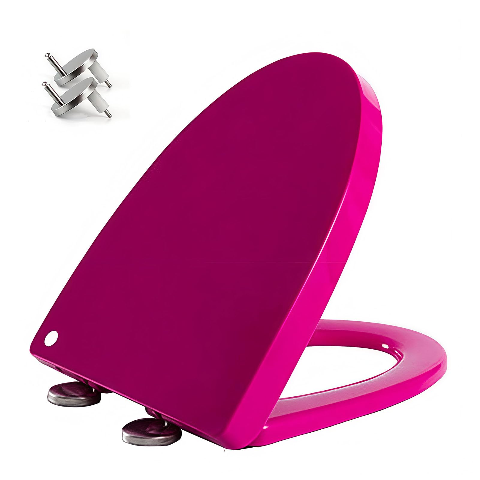 V Shaped Soft Close Toilet Seat, Polypropylene(PP), Quick Release, Easy Clean and Install with Top Fixing Adjustable Hinges, 45x37cm, Purple