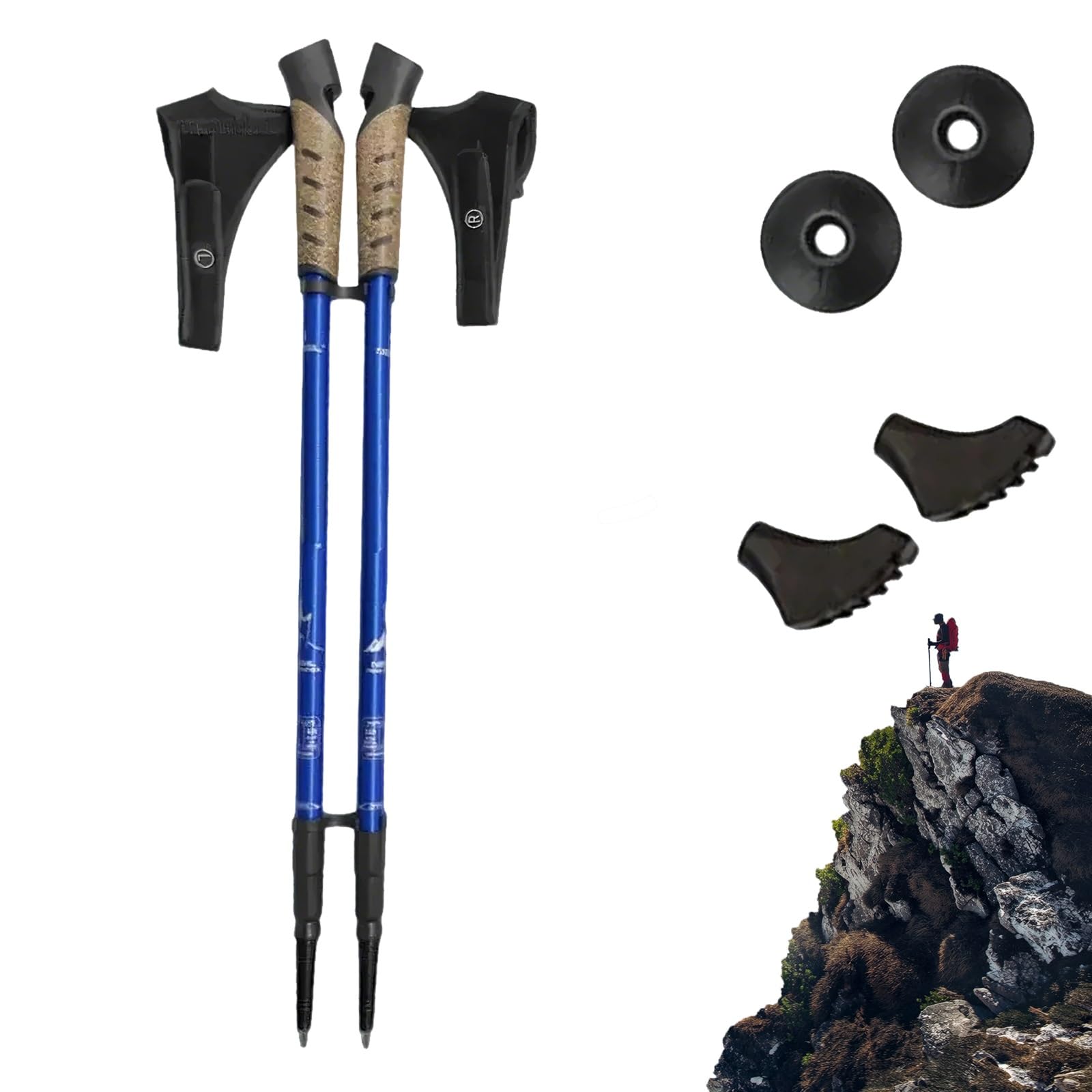 1 Paar leichte, zusammenklappbare und verstellbare Nordic-Walking-Stöcke aus Aluminium – ergonomische Wanderausrüstung