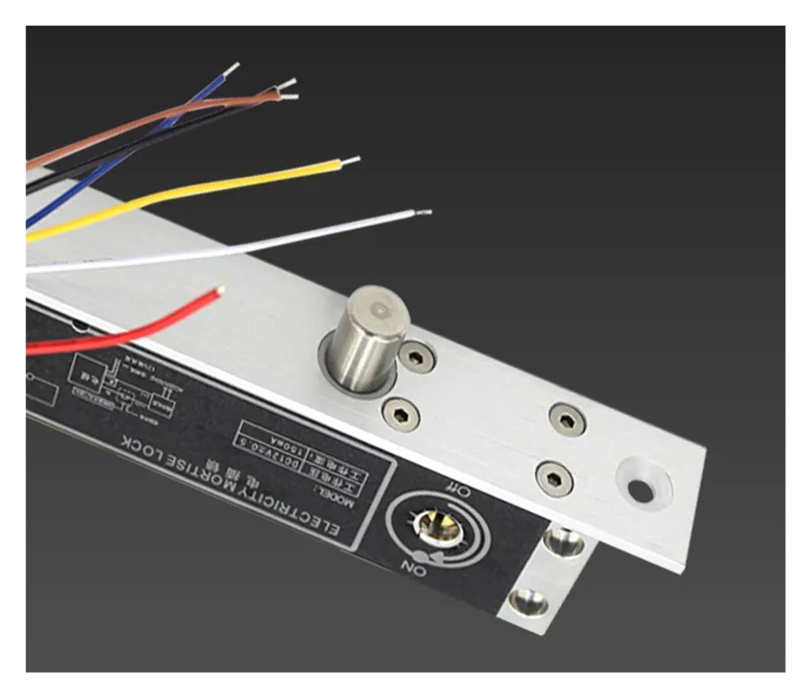 DC 12 V ausfallsicheres Elektrozylinder-Bolzenschloss mit Kegelriegel, mechanischer Schlüssel, einstellbares Zeitrelais, Türkontakt, 6 Kabel