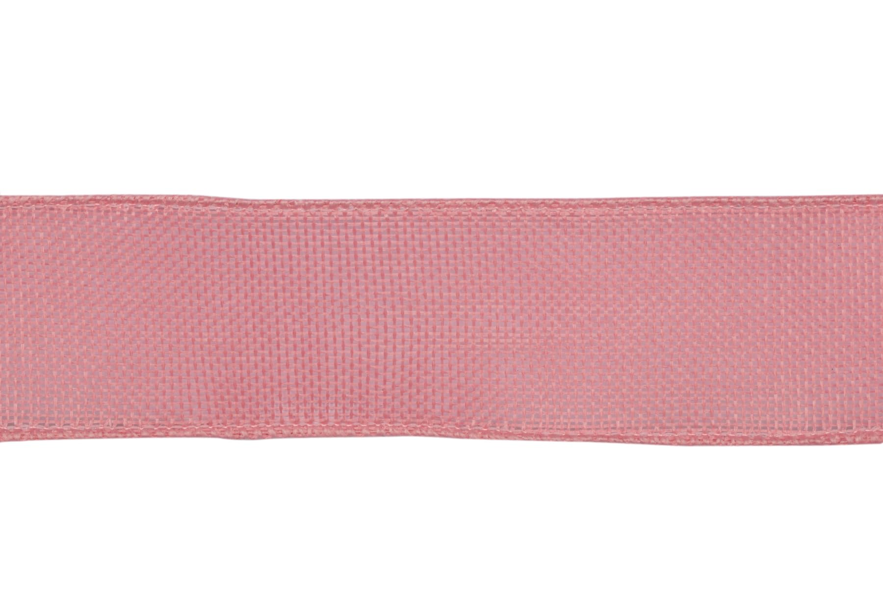 Ribbonitlux Pink Burlap Wired Ribbon, 50mm x 18 Meters, Wired Edge Burlap Ribbon for Gift Wrapping Big Bow, Wreath - Image 2