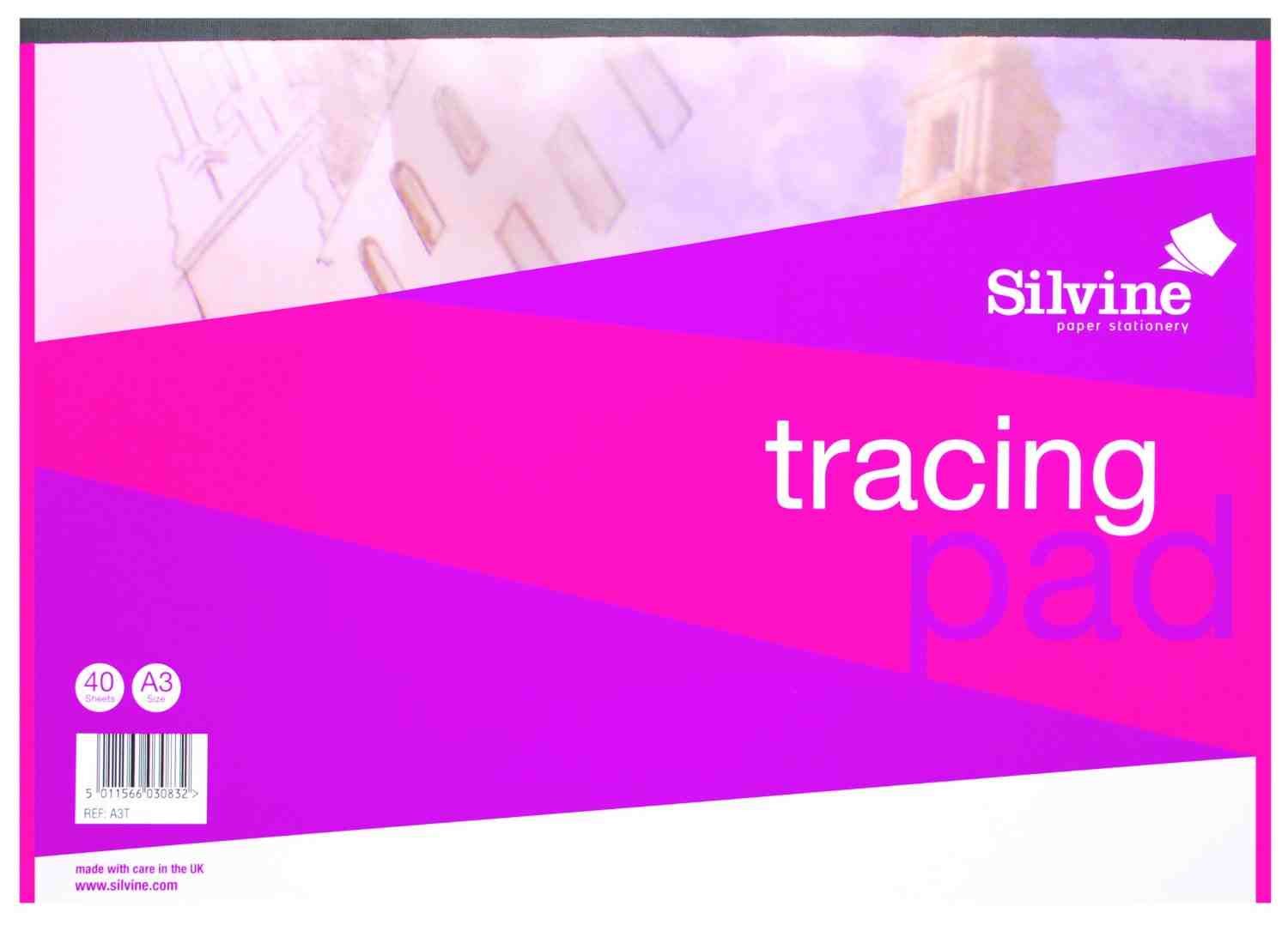 PACK OF 3 - Silvine A3 Tracing Paper Pad (40 Sheets Per Pack)