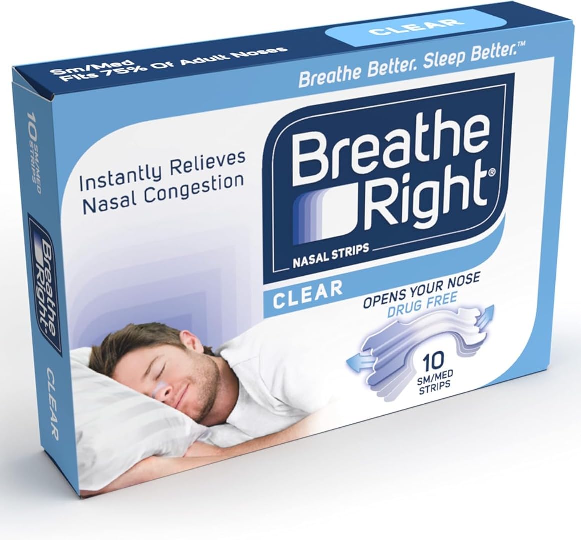 Breathe Right Unisex Clear Nasal Strips Small/Medium 10S