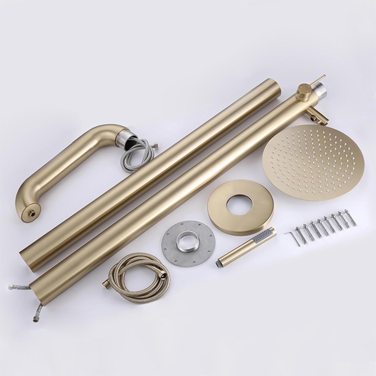 Gartendusche Aussendusche Freistehend Gebürstet Gartendusche Edelstahl Warm Kalt Pool Dusche Regendusche 30Cm Edelstahl,Gold