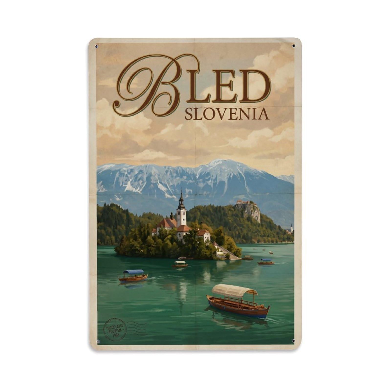 Travel Retro Slovenia Bled Metal Tin Sign
