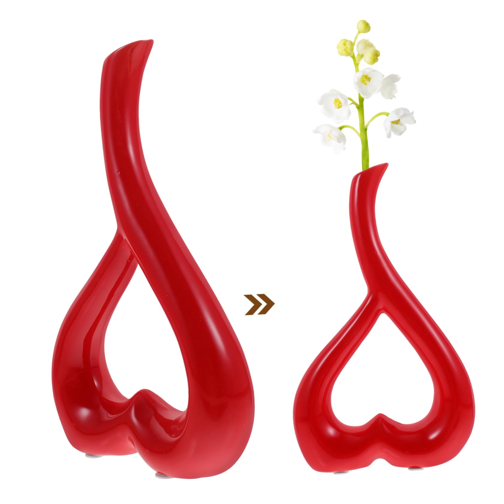 Amazon.co.jp: FUNOMOCYA 陶器の花瓶 ハート型 赤色 セラミック製