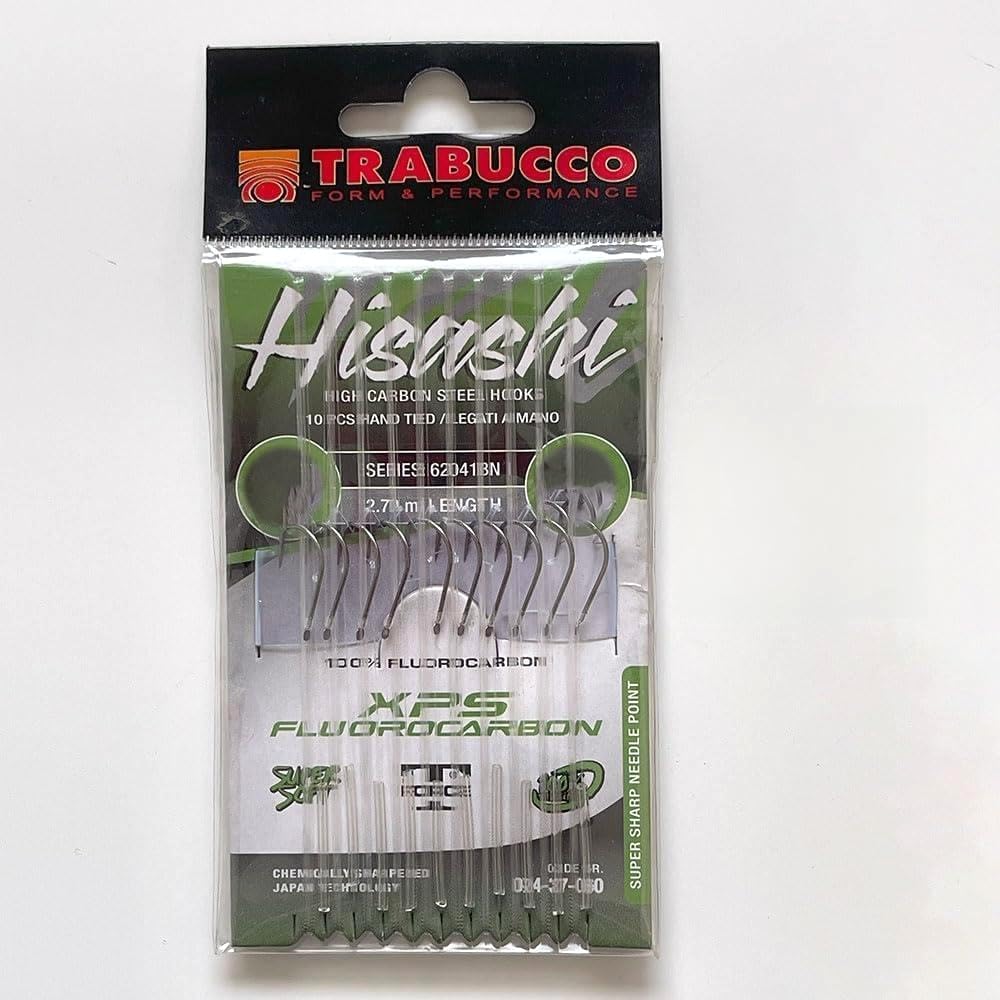 HISASHI HISASHI zestaw haczyków pstrągowych 10608N niklowy kuty MicroBarb - XPS 100% fluorowęglowodór - 170/270 cm - jezioro i potok