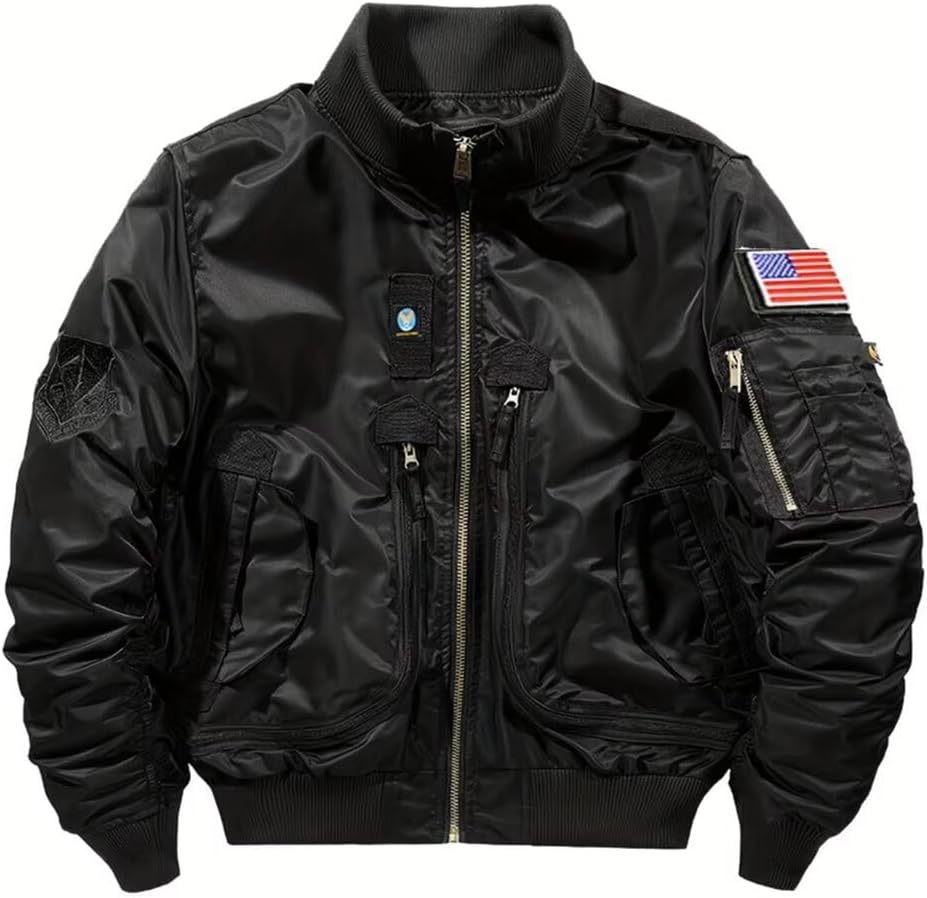 INVACHI Men's MA-1 Bomber Jacket Green Military Flight Jackets for Men Lightweight Cargo Jacket