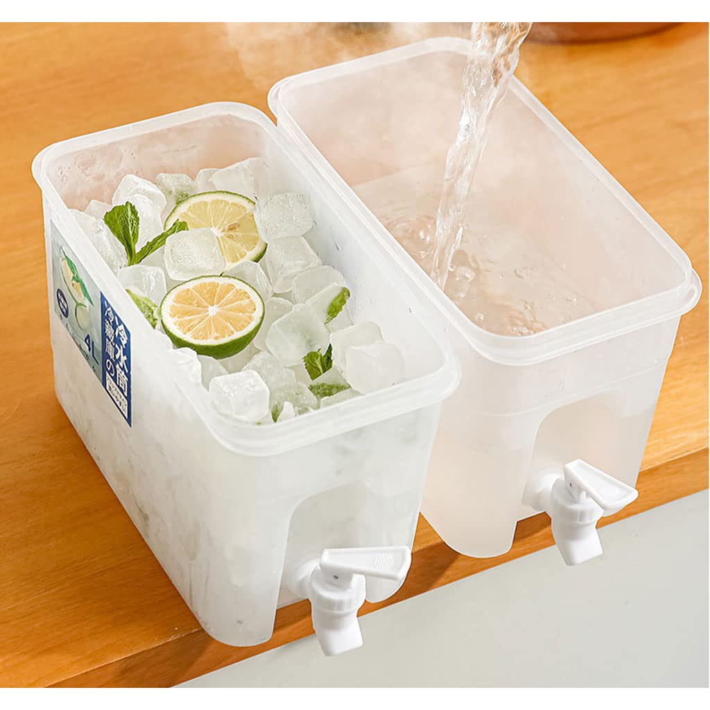 Dozownik napojów, 4 l, plastikowy dozownik napojów z kranem, duża pojemność, czajnik zimny, lodówka, dozownik napojów, do kuchni na zewnątrz, salonu, O