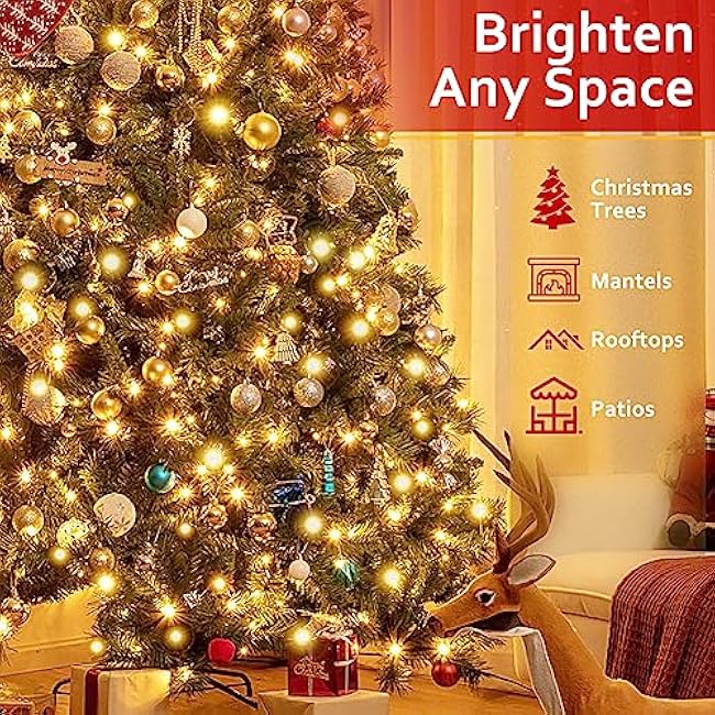 500 LED String Lights Indoor Outdoor Green Wire, Fairy Lights Warm White Christmas Lights for Classroom, 170 FT One Long Strand Fairy Classroom Light Plug in for Home Wedding Tree Yard Patio Decor