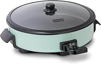 Dash Family Size Skillet - Electric Skillet for Multi-Purpose Cooking - Nonstick Cooking Surface - Tempered Glass Lid & Cool-Touch Handles - Aqua