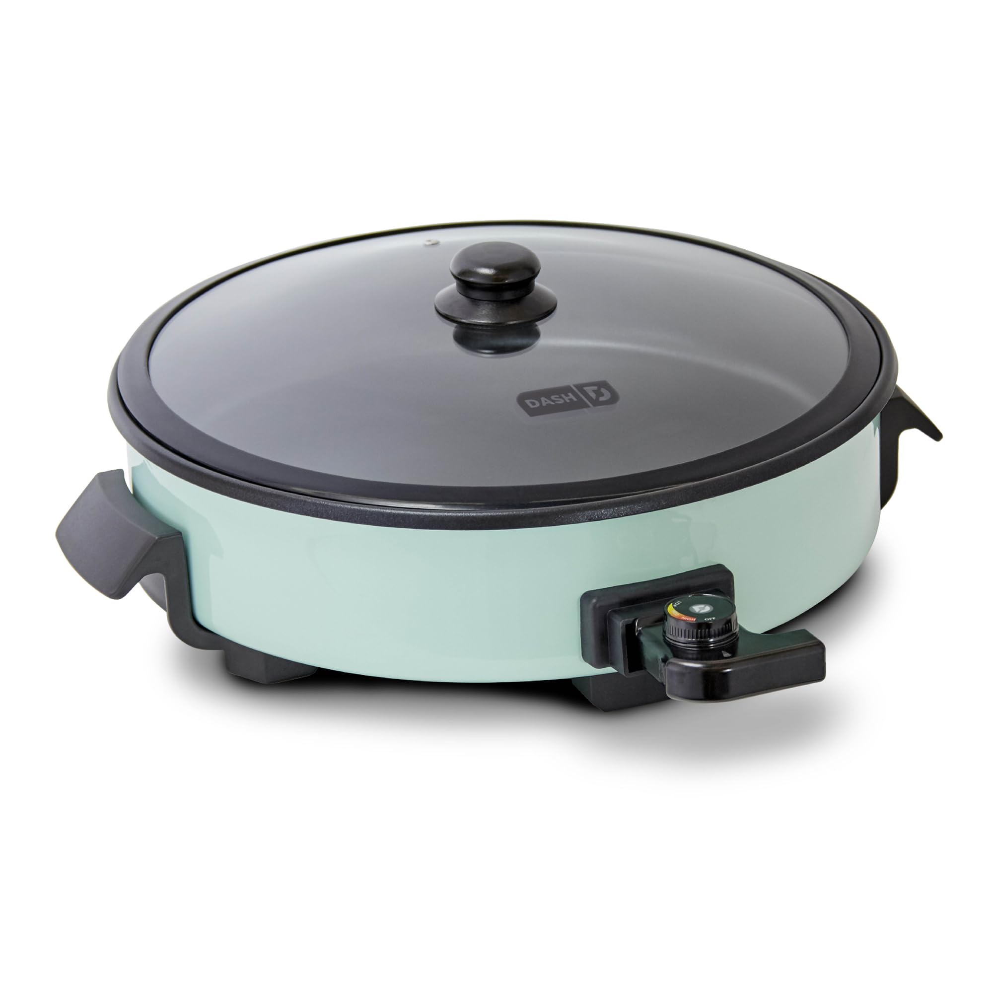 Dash Family Size Electric Skillet with 14 inch Nonstick Surface + Recipe Book for Pizza, Burgers, Cookies, Fajitas, Breakfast & More, 20 Cup Capacity, 1400-Watt - Aqua