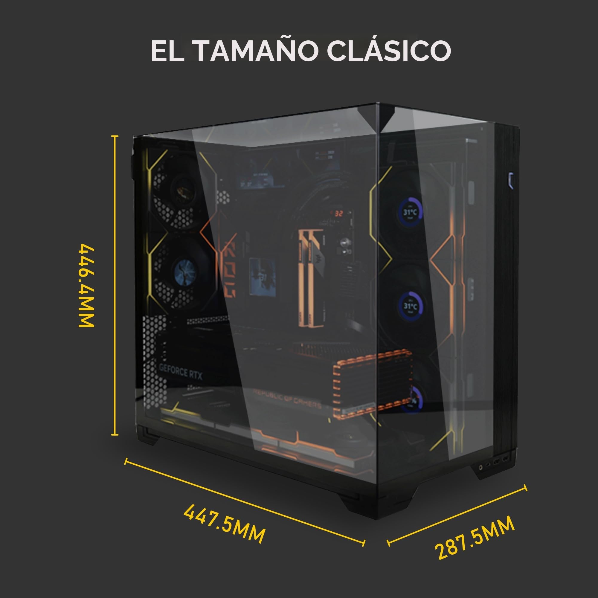 Lian-Li O11 Vision Compact Torre E-ATX Cristal Templado USB-C 3.0 Negra