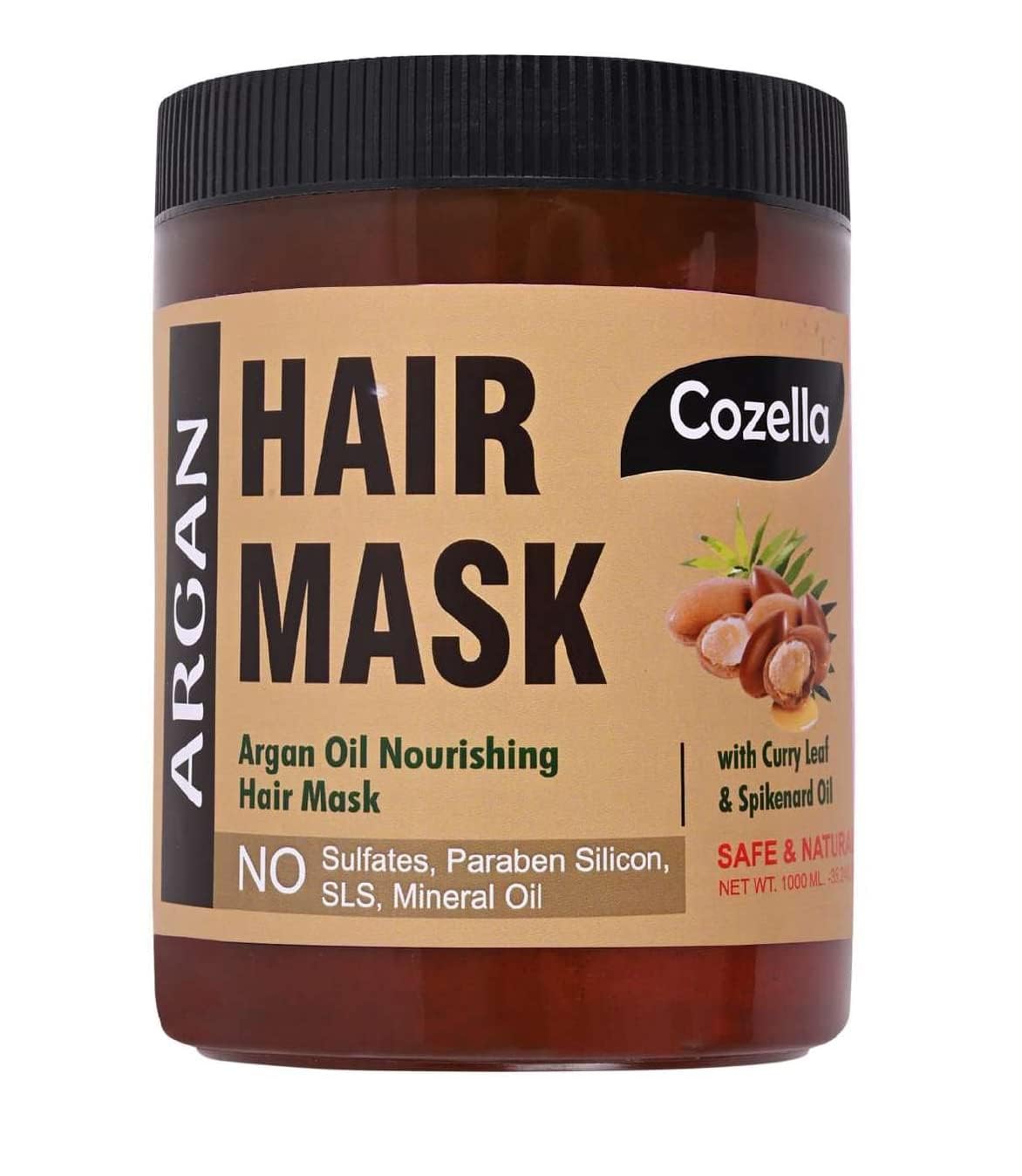 Cozella Professional Keratin Hair Mask Women Men| Keratin + Smoothing Hair Mask | Safe And Natural | Sulfate And Paraben Free| All Hair Types | 1000 Ml (ARGAN-1-MASK)…