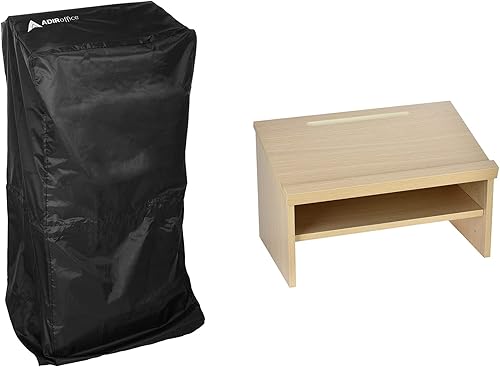 Adir - Funda protectora de madera para podios de mesa (beige) y AdirOffice para podios, atracciones y púlpito (negro, bolsa incluida)