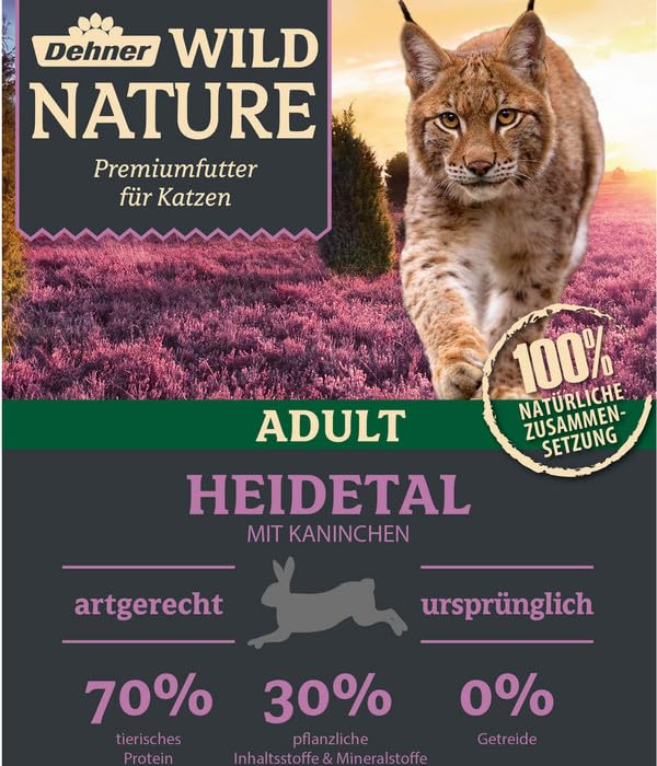 Dehner Wild Nature Katzenfutter Heidetal, Trockenfutter getreidefrei, für ausgewachsene Katzen, Kaninchen, 1.5 kg
