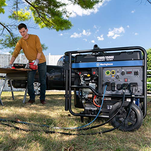 Westinghouse Outdoor Power Equipment 15000 Peak Watt Home Backup Portable Generator, Remote Electric Start With Auto Choke, Transfer Switch Ready 30A & 50 Outlets, Gas Powered, Carb Compliant #TOP2