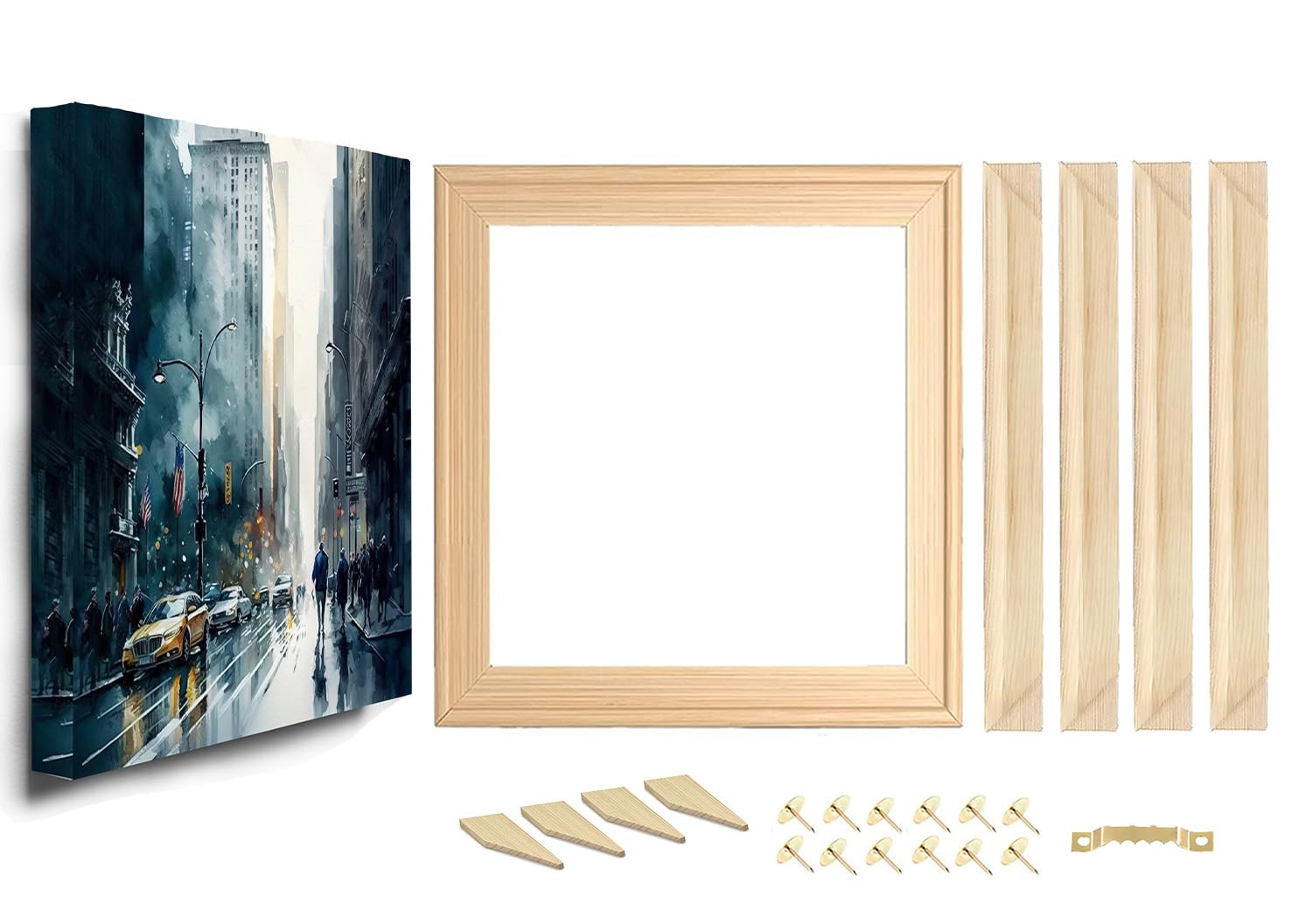 Canvas Wood Stretcher Bars DIY Painting Wooden Frames for Gallery Wrap Oil Painting Poster Picture Photo Frame Modern Life Accessory (8x8 Inch)