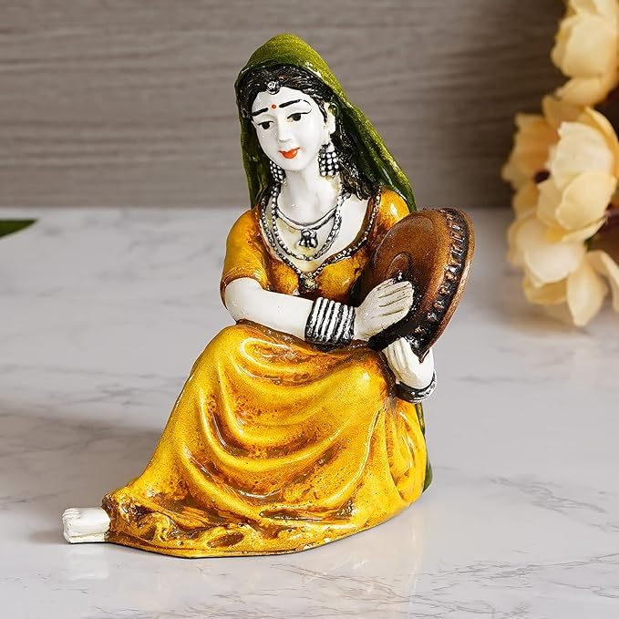 Statue de femme du Rajasthani en résine décoration chambre et meuble TV