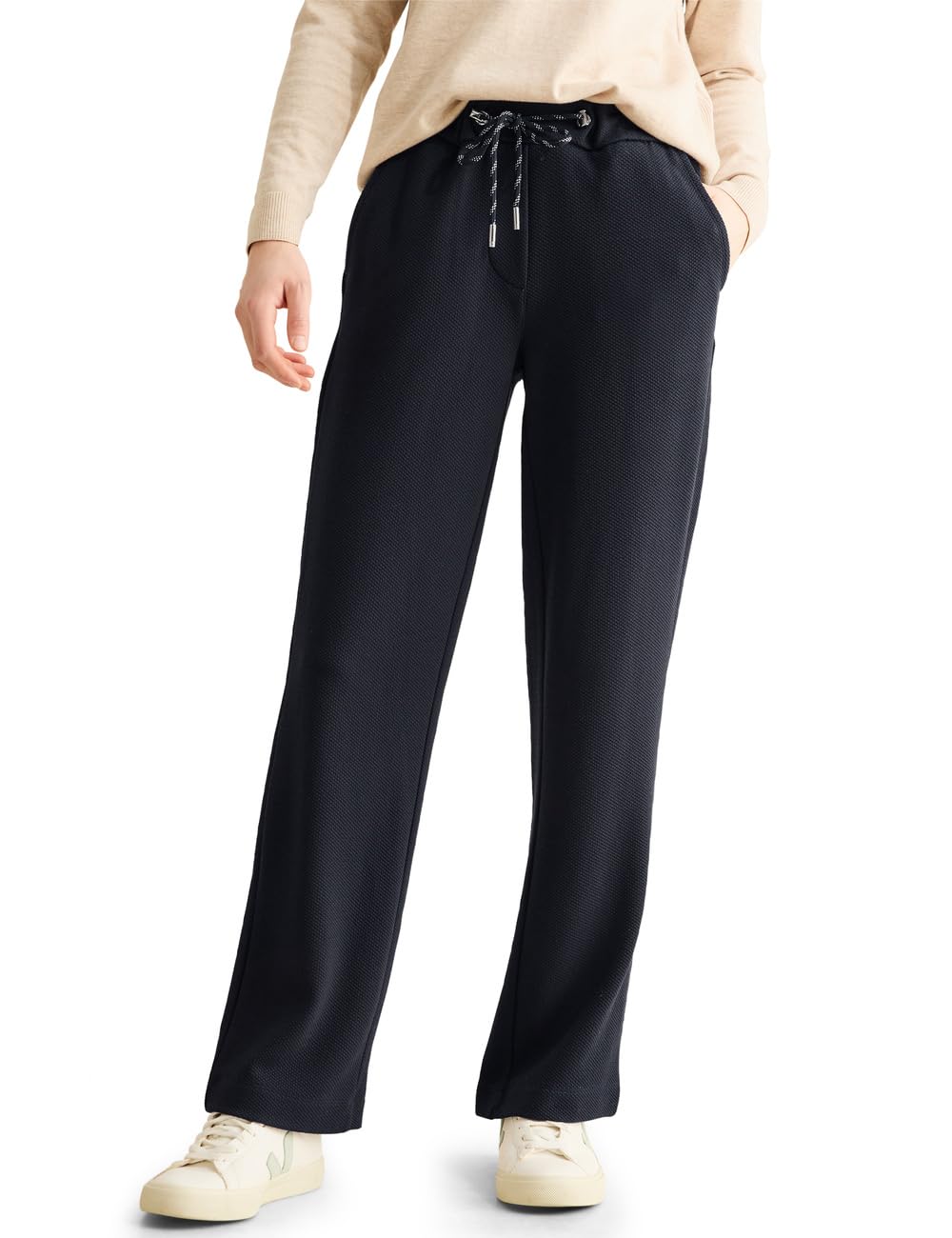 Cecil Women's Straight Leg Structured Trousers, Universal Blue, S / 30L