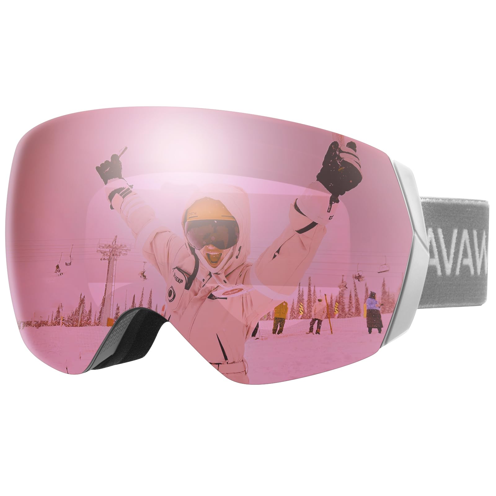 CARFIA OTG Skibrille Damen Herren Ski Goggles für Brillenträger Snowboard Brille UV400 Anti-Nebel