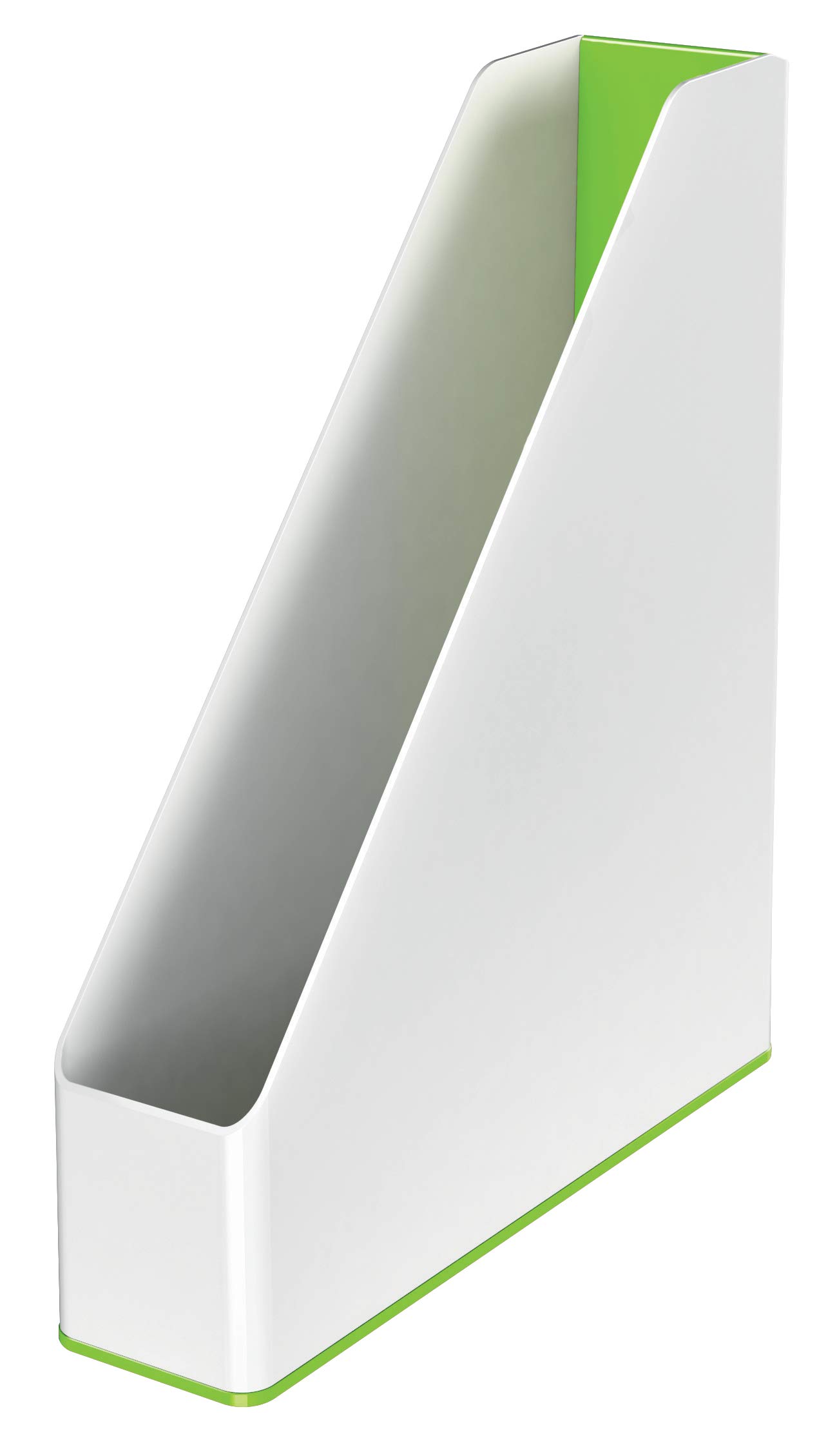 B&Q -  Wow White Green Plastic Home Office Desktop Storage Organiser Tidy A4 Paper Document Catalogue Holder Open Top Magazine File