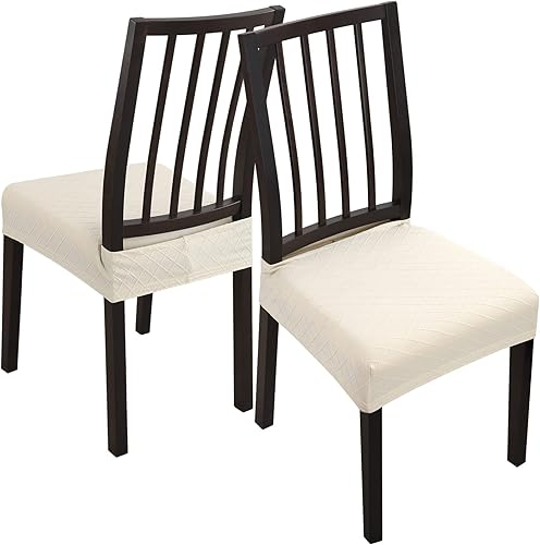 Miniatura 6 de Fuloon Fundas elásticas de jacquard para sillas de comedor, 6 fundas de asiento de silla, lavables, fundas para sillas de comedor (chocolate, 6)