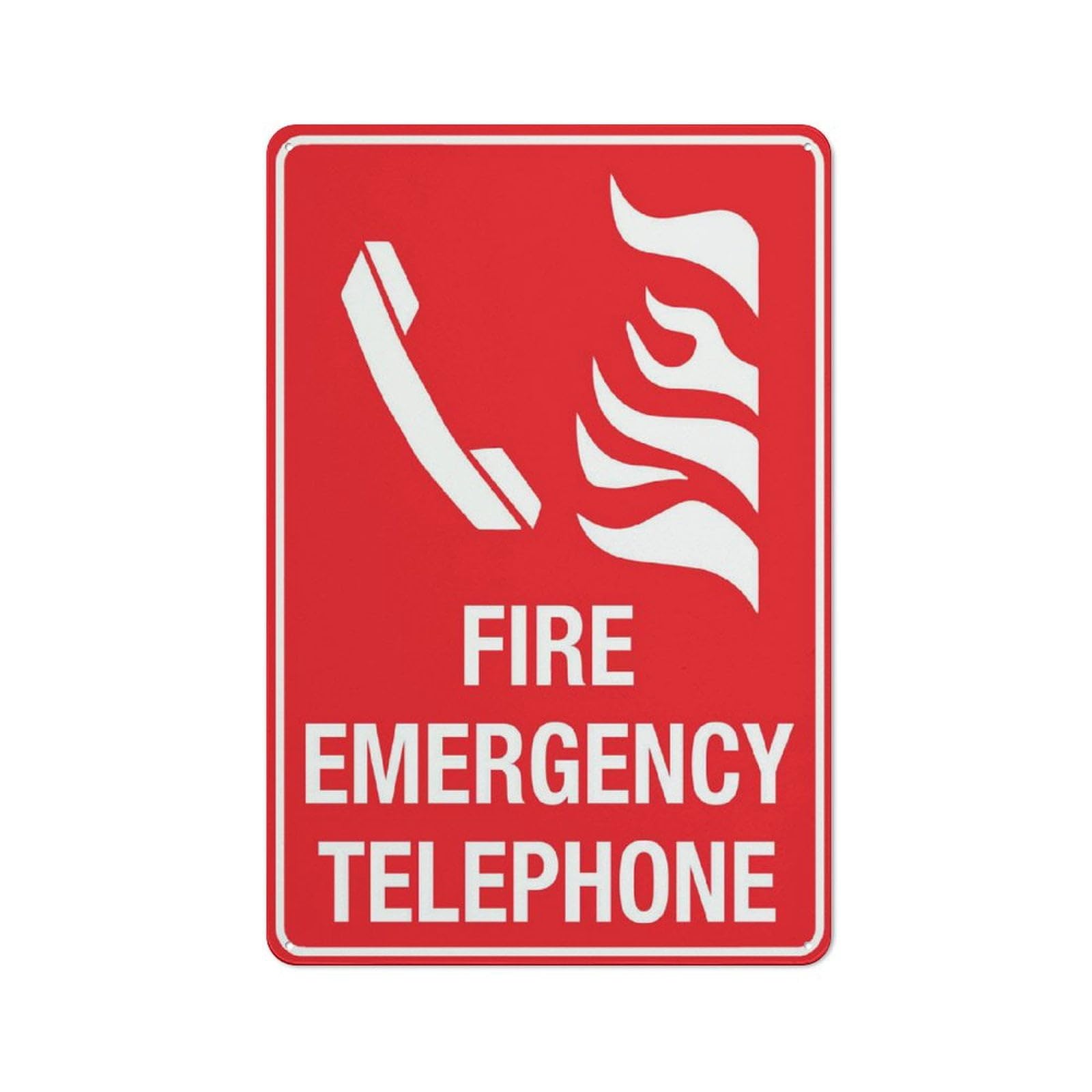 Peiyeety A08 Fire Emergency Telephone Sign 12X16 Inches Metal Aluminum Signs, Weather Resistant, Weatherproof, Indoor Or Outdoor