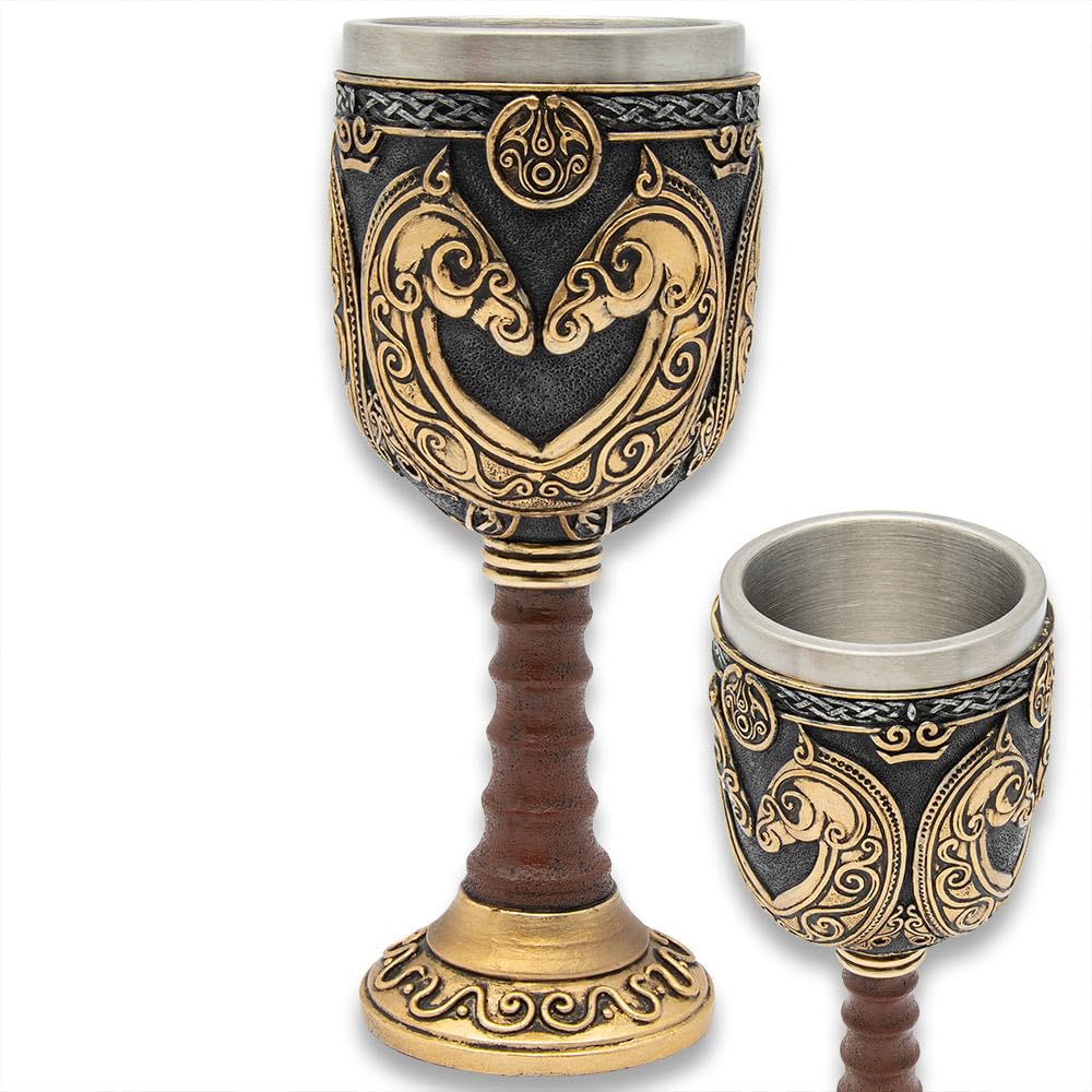BUDK Horse Lord Goblet | Tribute to Valiant Horse Lords' Sword and Helmet | Exquisite Craftsmanship | Versatile Use | For Drinking or Decor | Overall Size 7 1/2