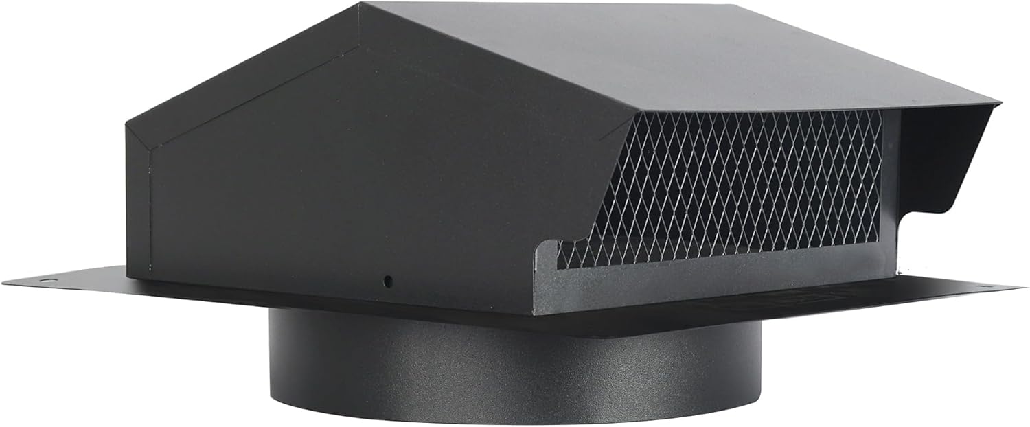 10 Inch Roof Vent Cap Removable Roof Vent for Houses,Roof Dryer Vent for Bathroom,Galvanized Steel 10 Inch Exhaust Vent for Ventilation System with Damper, Black (10 in)