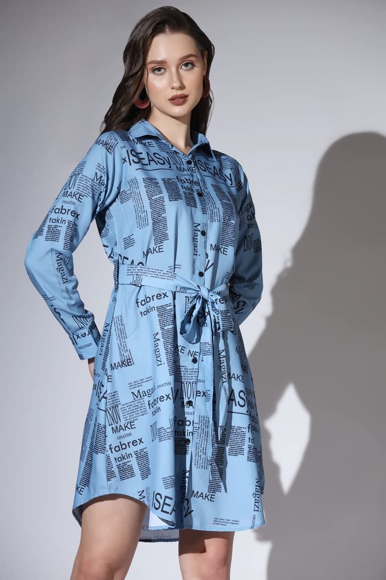 Dhruvi Trendz Womens Rayon Women Western Dresses Regular Fit A-Line (Dt-Wd1072_Blue_M)