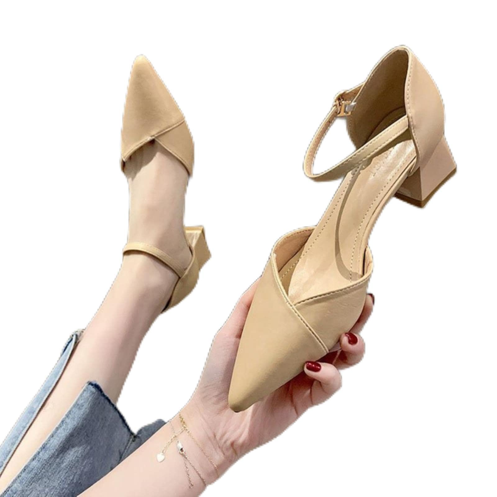 Amazon.co.jp: pointed pumps women shoes summer shoes women fashion square  heel sandals high heels sweet patchwork buckle strap women shoes :  Clothing, Shoes \u0026 Jewelry