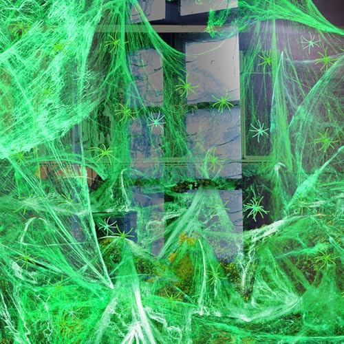Telarañas Halloween Decoracion 200pcs Telaraña Decoración Halloween Glow In Dark 40pcs Araña Falsas Elástica Tela De Araña Halloween Adornos para Decoraciones De Fiesta De Interiores Exteriores