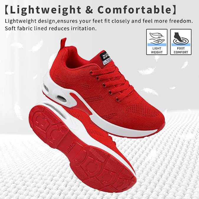 Womens Trainers Running Shoes Air Cushion Arch Support Sneakers Platform Trainers Ladies Walking Shoes Mesh Breathable Lightweight Sport Sneakers Outdoor Gym Athletic Tennis Jogging