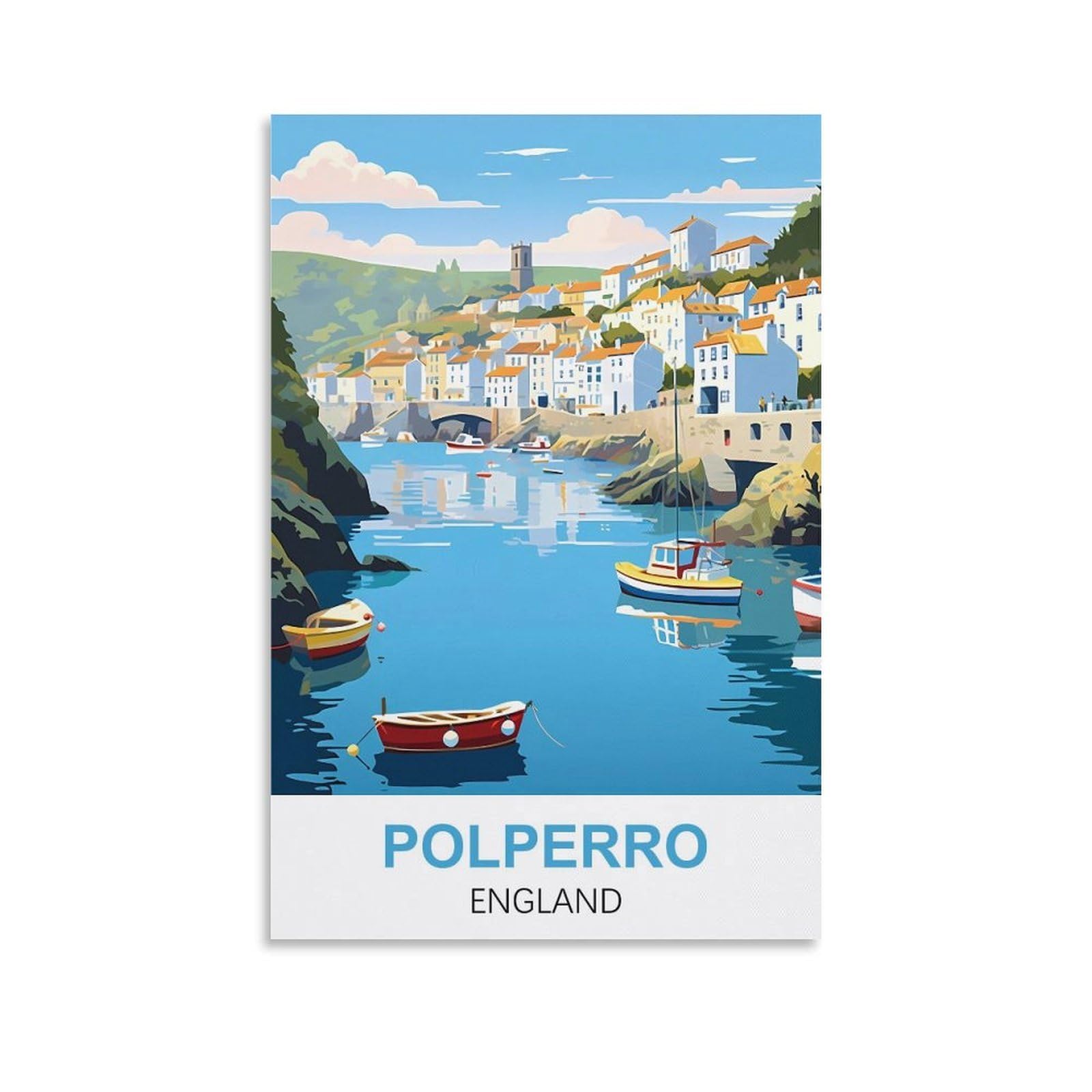Ezmlfa A468 Paint By Numbers，Polperro England Diy Painting By Number Kits Oil Paint Drawing Canvas Home Decor Gift 30X40cm