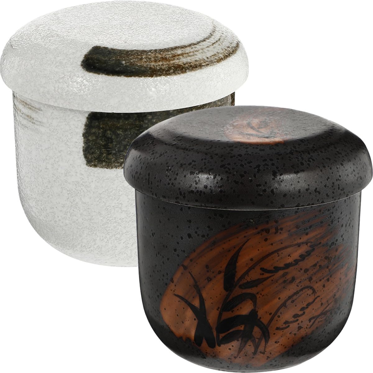 Tazones de Cerámica Japonesa para Estofado Tapa 2 Piezas, Taza para Sopa Humeante Tamaño Individual, Cuenco Seguro y Duradero para Cocinar Huevos al Vapor y Servir Postres