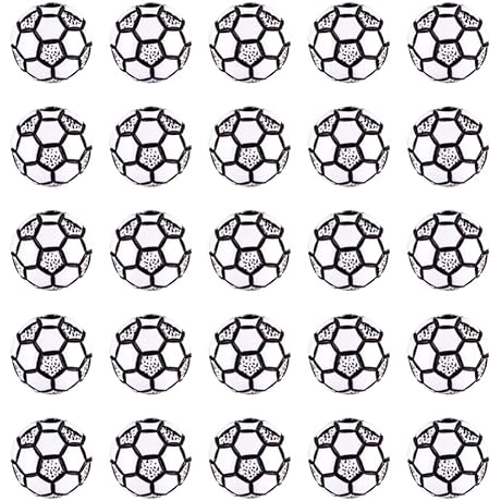 100 Soccer Ball Acrylic Beads Soccer Themed Charm Spacer Beads for Jewelry Crafting