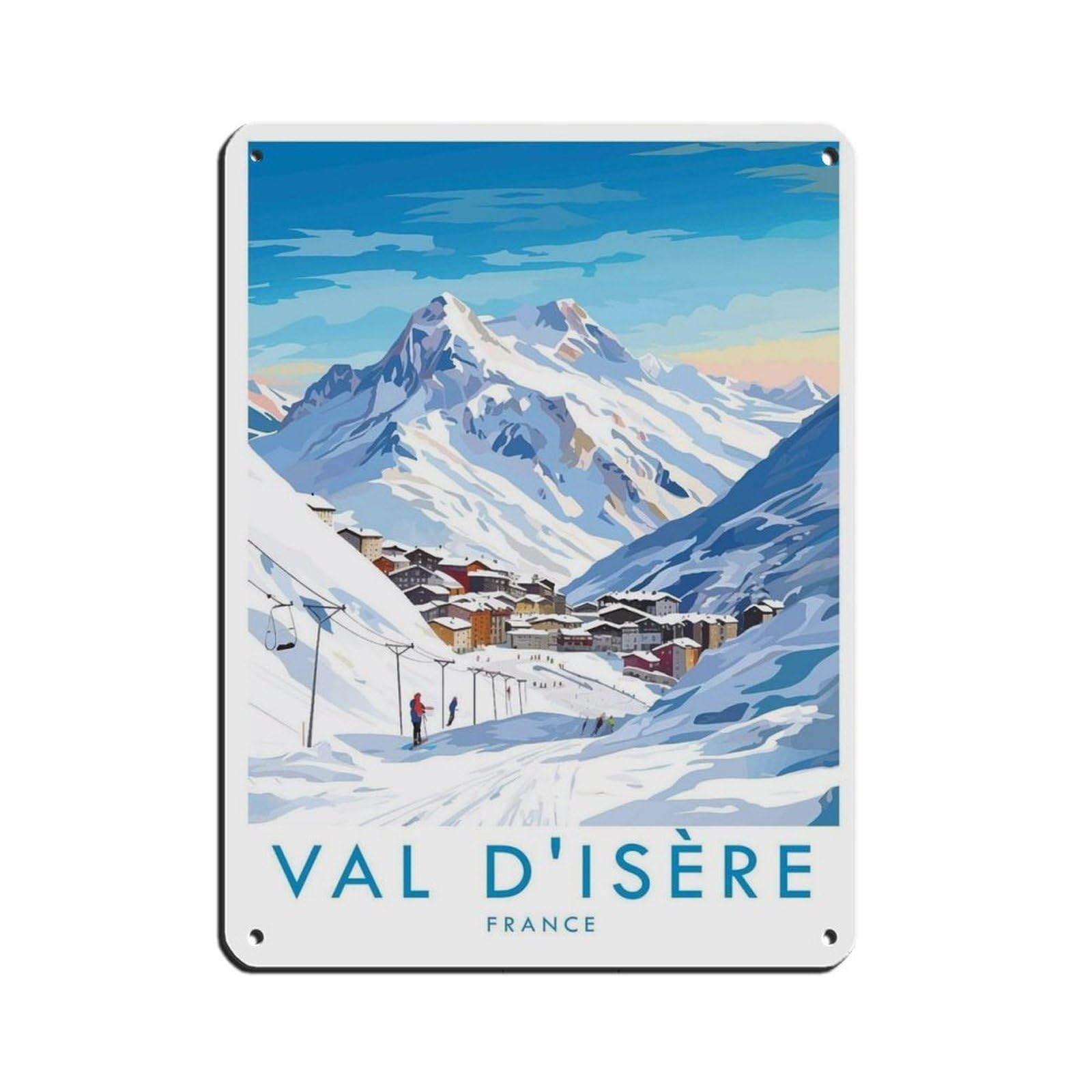 Val D'Isere Travel Poster, France, Travel Decor (2) Tin Sign Vintage Metal Pub Club Cafe Bar Home Wall Art Decoration Poster Retro 12x16inch(30x40cm)