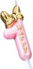 Nuanchu Pink Number 1 Candle Girl Happy Birthday Topper, for Birthday Cake Baking Celebration Reunions Anniversary Party Supplies