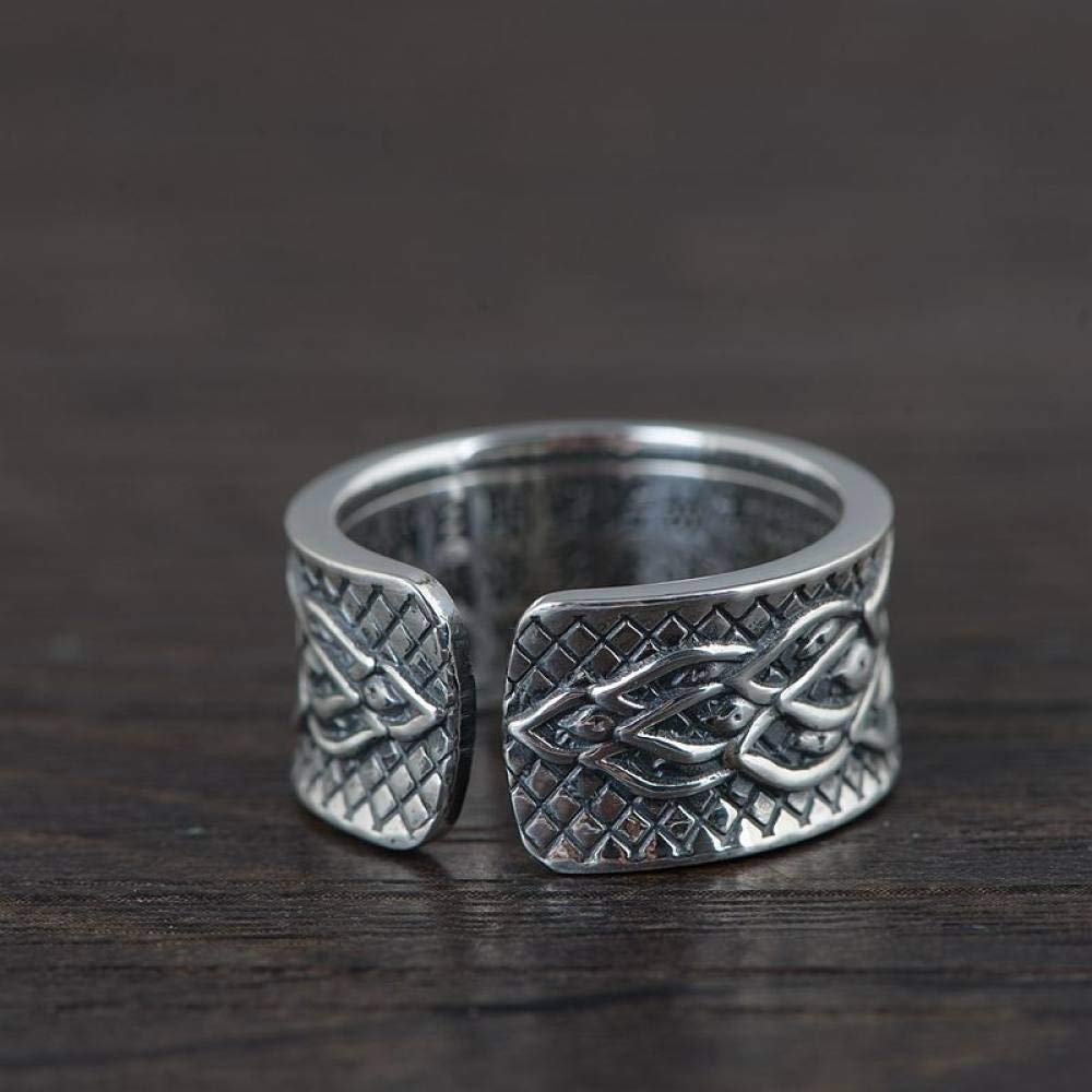 Verstellbarer Ring, 925 Sterling Silber Frauen Lotusblume Verstellbare Ringe Klobiger Massiver Ring Handgeschnitzte Retro Alte Verstellbare Ringe Energie Charme Hochzeit Schmuck Geschenke Für Männ