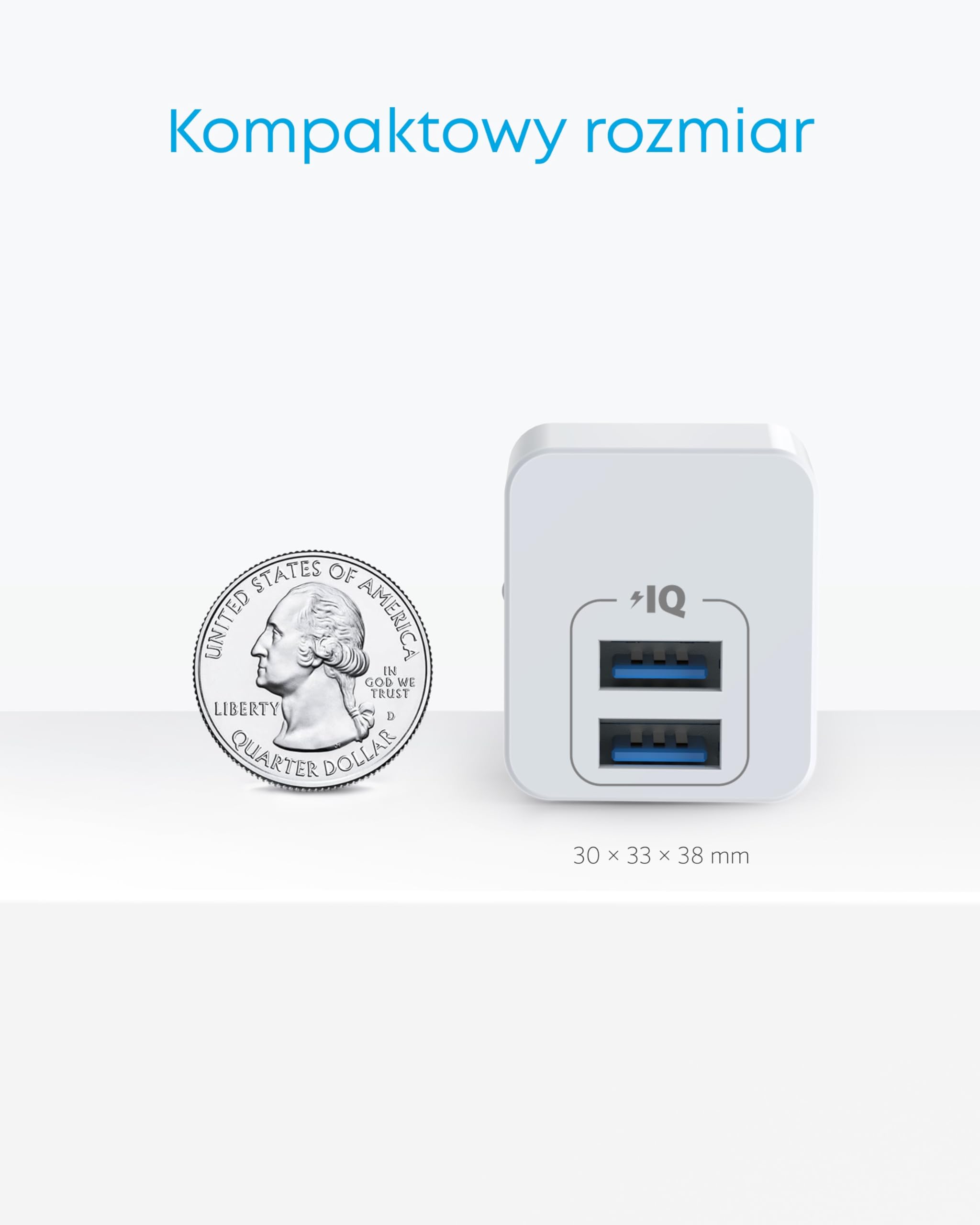 Podwójna ładowarka ścienna Anker PowerPort Mini, wyjątkowo kompaktowa ładowarka USB, wyjście 2,5 A dla iPhone'a XS/XS Max/XR/X/8/7/6/Plus, iPada Pro/Air 2/Mini 4, Samsunga i wielu innych