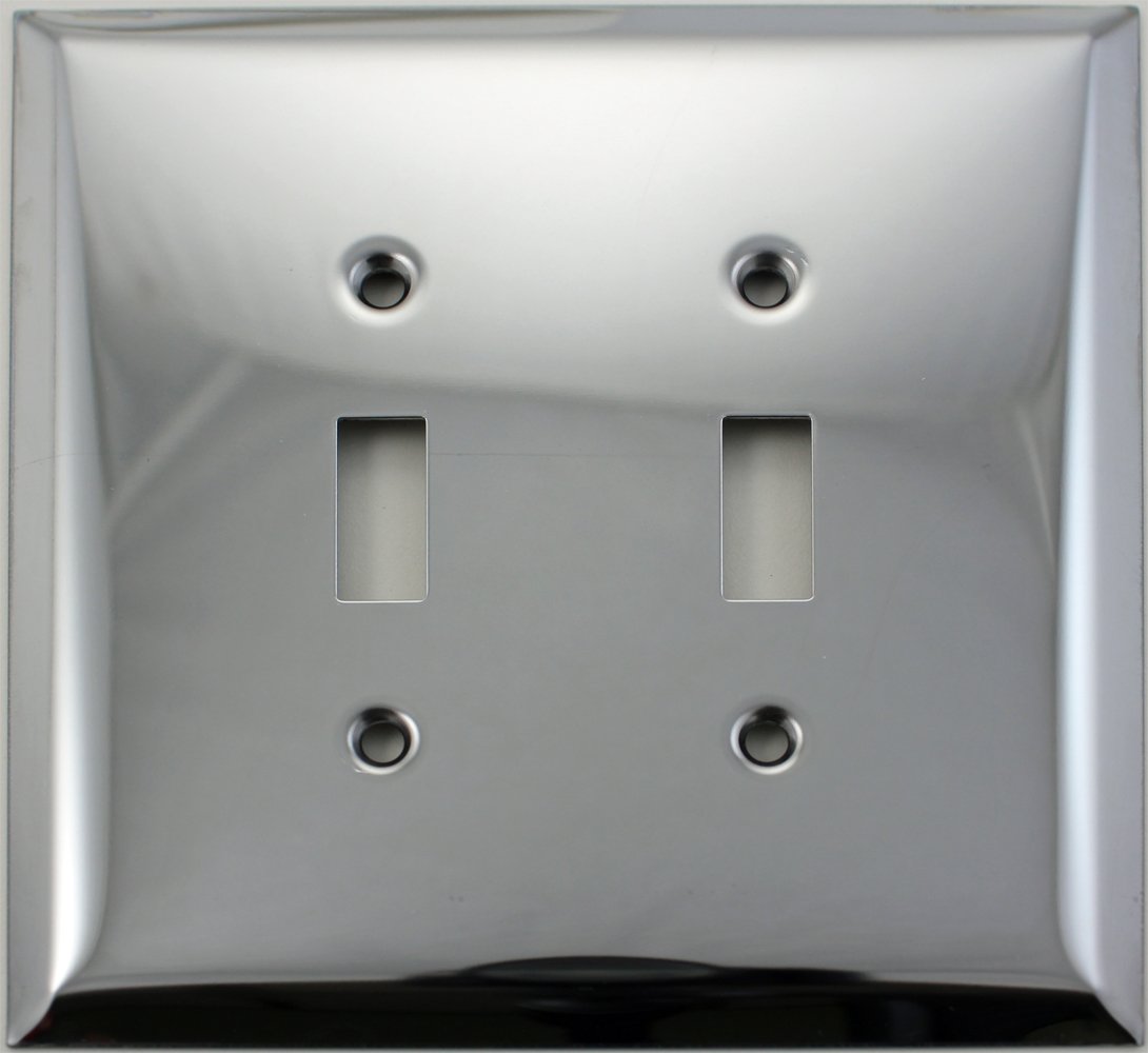 Over Sized Jumbo Polished Chrome 2 Gang Toggle Light Switch Wall Plate- 2 Toggles
