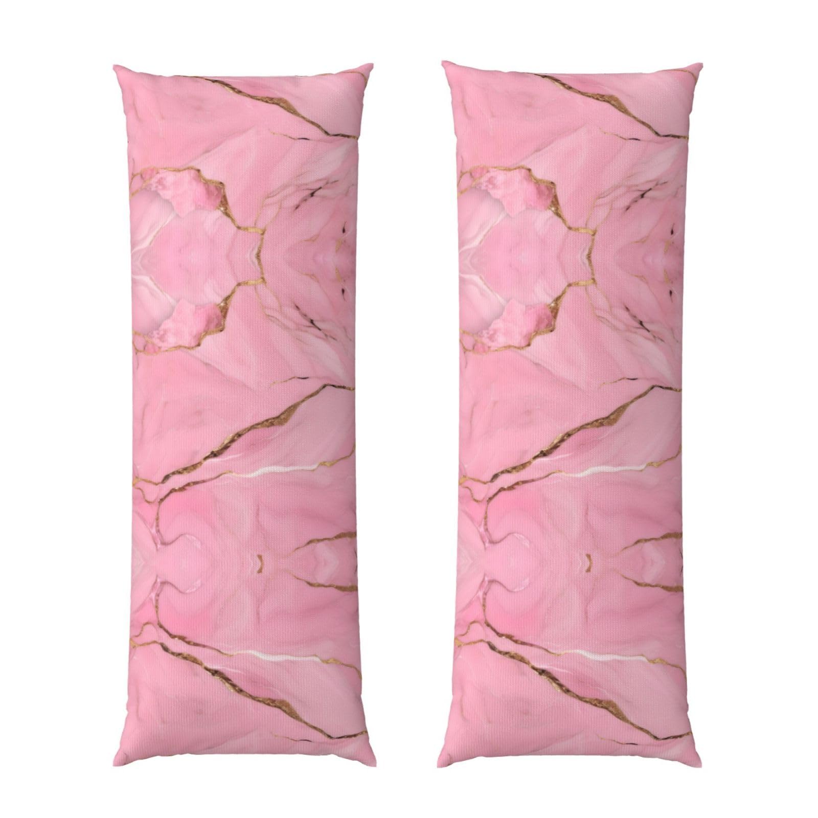 Housse de coussin de corps marbre rose taie d'oreiller longue douce et respirante pour lit