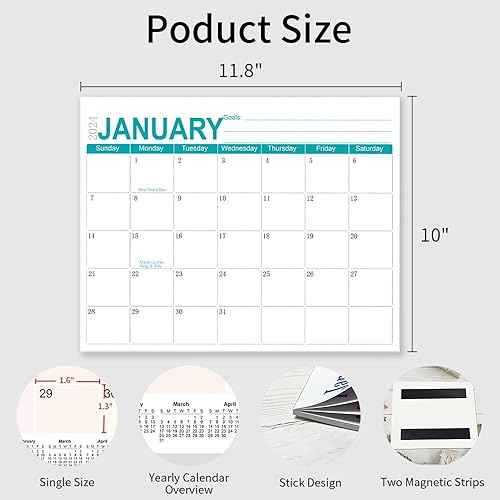 Miniatura 2 de Calendario magnético de 18 meses de 11.8 x 10 pulgadas, calendario magnético para refrigerador de enero de 2024 hasta junio de 2025, papel grueso