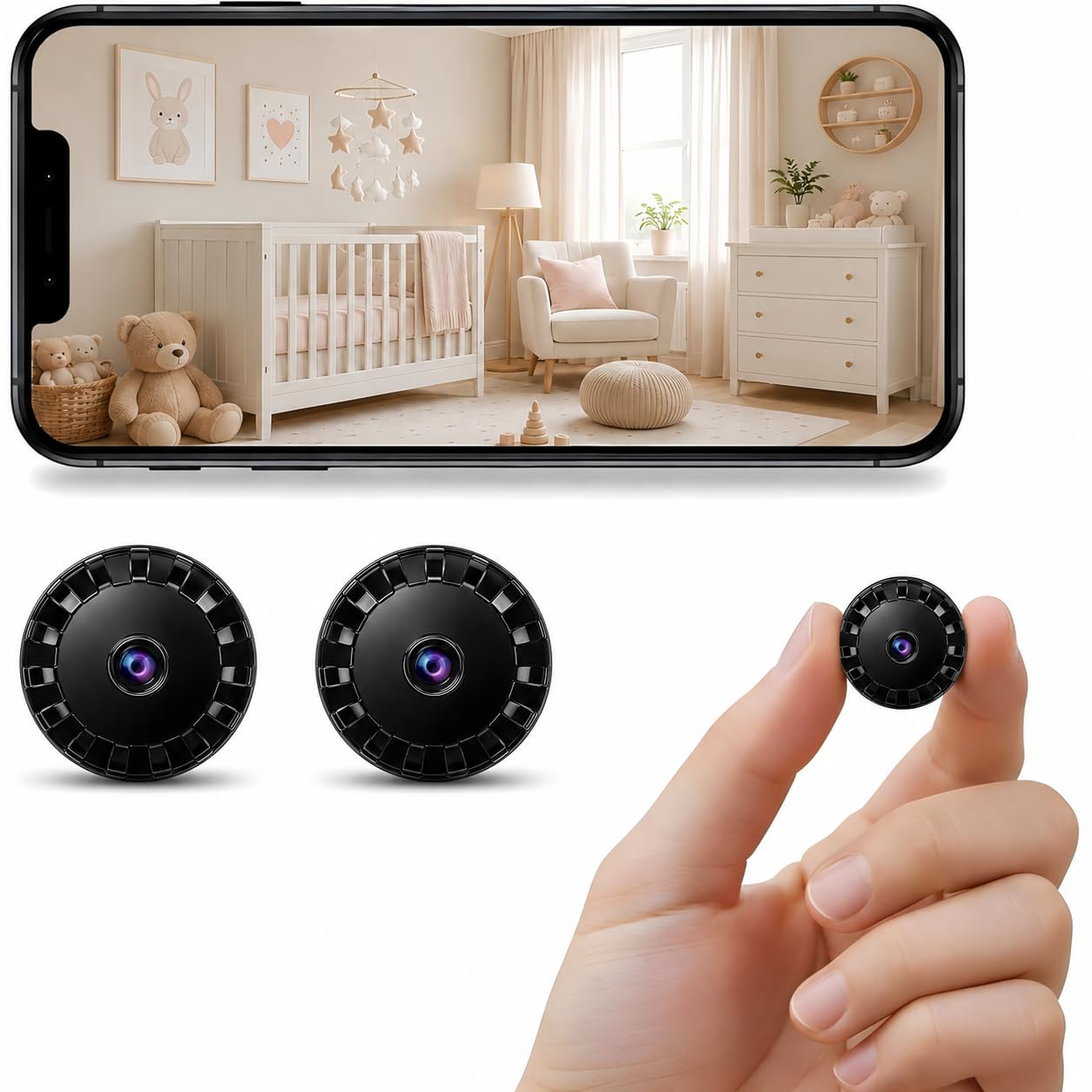 2026 Mini Telecamera Spia WiFi Interno/Esterno, 1080P Videocamera Sorveglianza, Visione Notturna, Rilevamento di Movimento, Controllo Remoto Con App per Casa/Bambini L/X 2