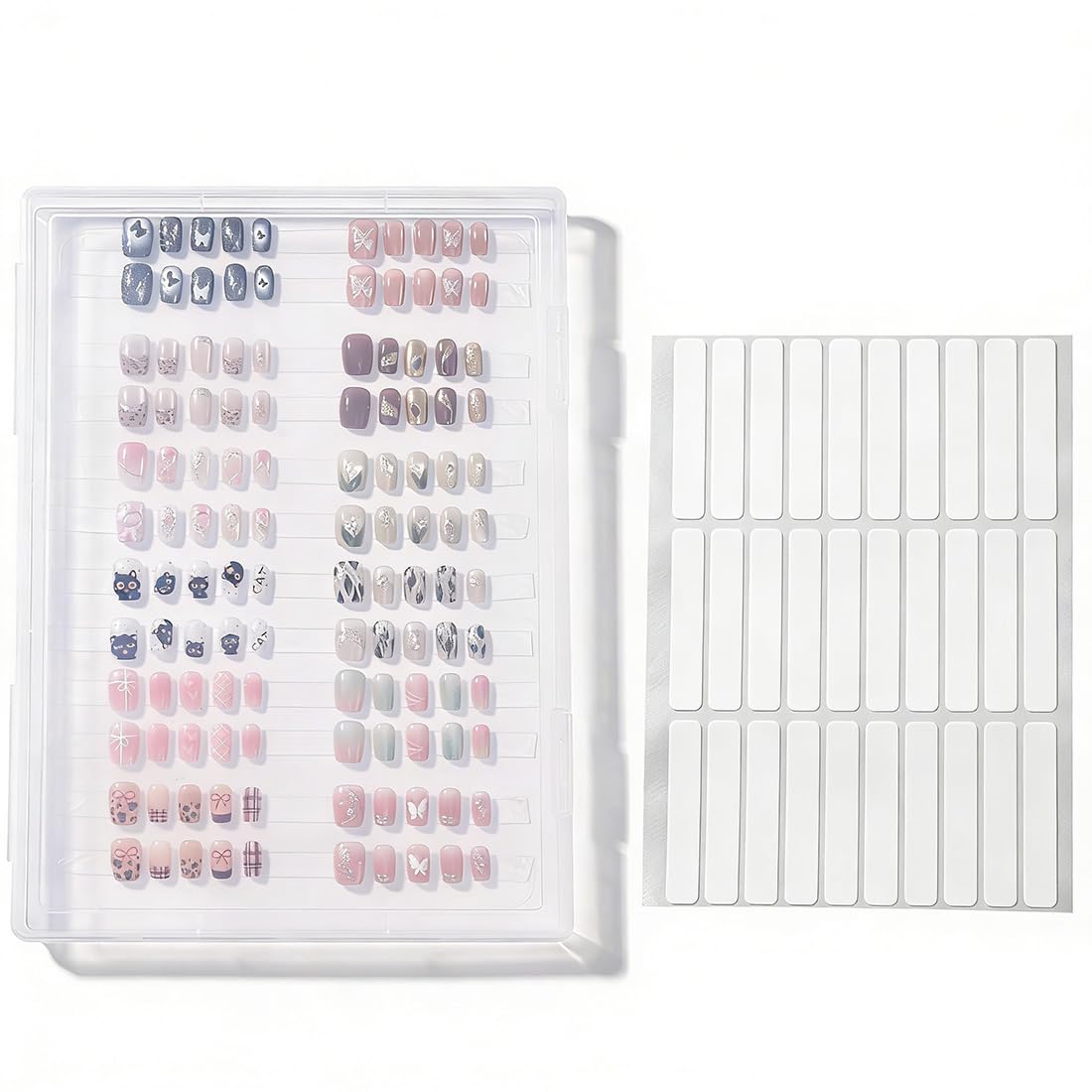 Scatola Unghie, 1 Espositore Unghie Press On, 100 Nastri Biadesivi, Scatola Unghie Finte, Espositore Box Unghie, Transparente Scatola Unghie, Für 32 Set Unghie & Saloni