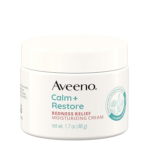 Aveeno Calm + Restore Crema facial hidratante facial para aliviar el enrojecimiento, no comedogénico, ceramida y vitamina B5, hidratante para piel