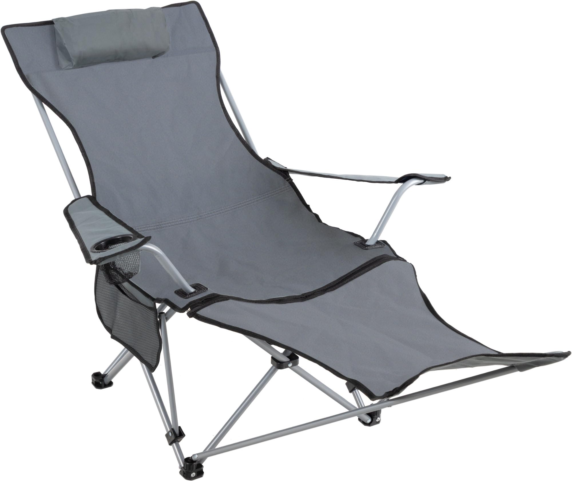 Stagecaptain CSF-600 MKII Nick Campingsessel mit Fußstütze – Faltbarer Campingstuhl mit Verstellbarer Rückenlehne, Getränkehalter & Tragetasche - Klappstuhl für Camping, Angeln & Festival - Grau