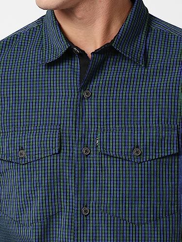 Image of Thomas Scott Men 100% Cotton Regular | Half Sleeve | Dounble Pocket | Checks Printed | | Casual | Shirts